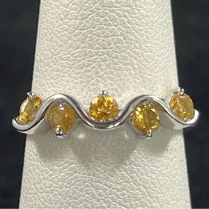 5-Stone Citrine Wave Sterling Silver Ring